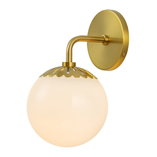 Pendantlightie - Contemporary 1 - Light Dewdrop Design Opal Glass Globe Wall Light - Wall Light - Brass -