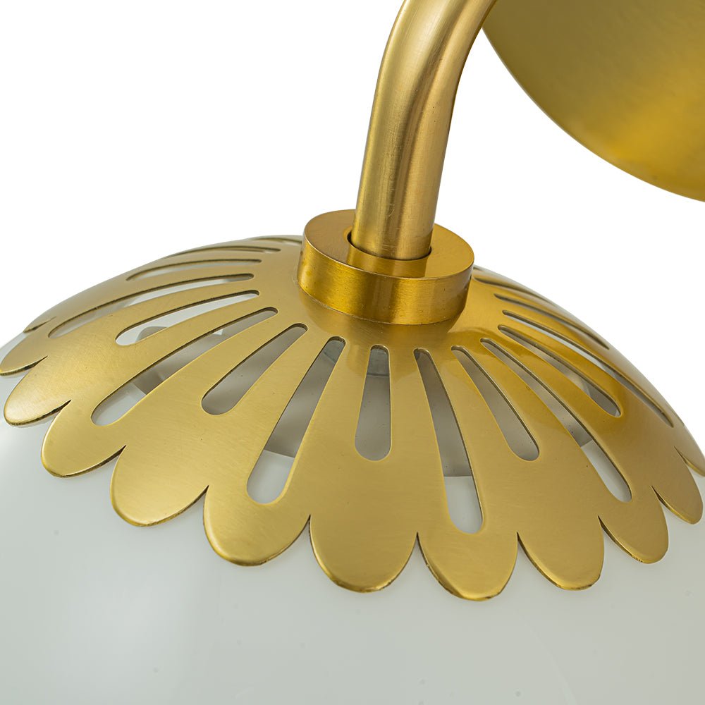Pendantlightie - Contemporary 1 - Light Dewdrop Design Opal Glass Globe Wall Light - Wall Light - Brass -