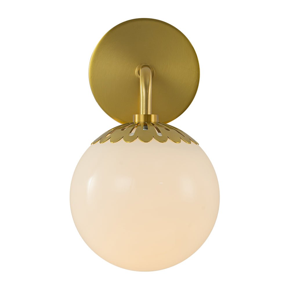 Pendantlightie - Contemporary 1 - Light Dewdrop Design Opal Glass Globe Wall Light - Wall Light - Brass -