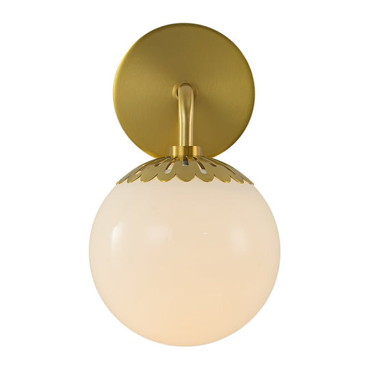 Pendantlightie - Contemporary 1 - Light Dewdrop Design Opal Glass Globe Wall Light - Wall Light - Brass -