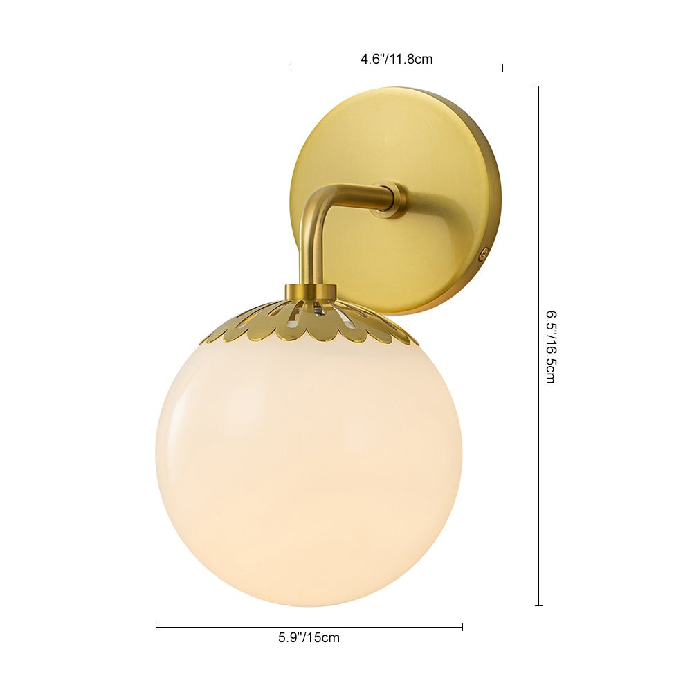 Pendantlightie - Contemporary 1 - Light Dewdrop Design Opal Glass Globe Wall Light - Wall Light - Brass -