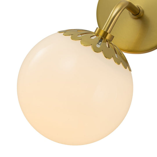 Pendantlightie - Contemporary 1 - Light Dewdrop Design Opal Glass Globe Wall Light - Wall Light - Brass -