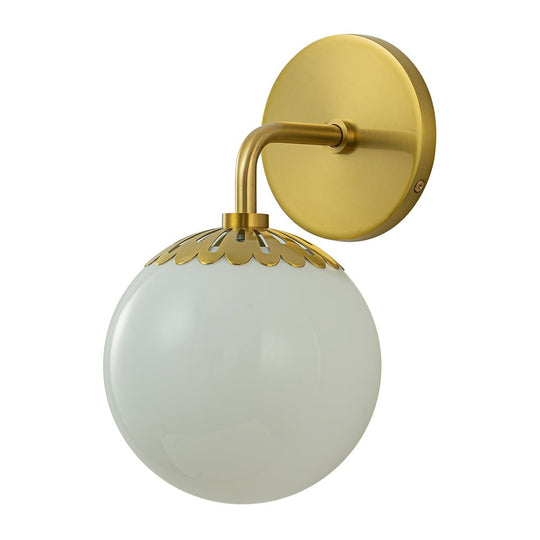 Pendantlightie - Contemporary 1 - Light Dewdrop Design Opal Glass Globe Wall Light - Wall Light - Brass -