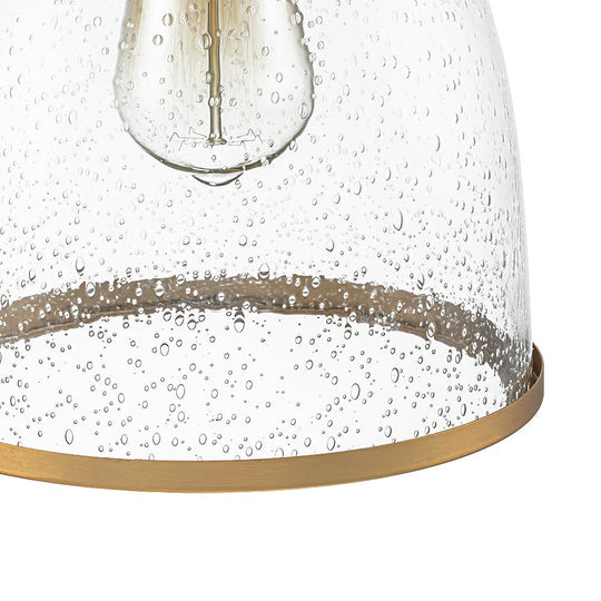 Pendantlightie - Contemporary 1 - Light Dome Shape Seeded Glass Pendant For Dining Table - Pendants - Brass -