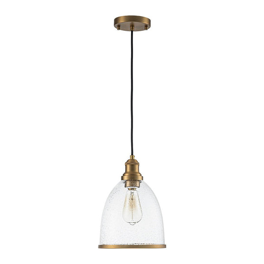 Pendantlightie - Contemporary 1 - Light Dome Shape Seeded Glass Pendant For Dining Table - Pendants - Brass -