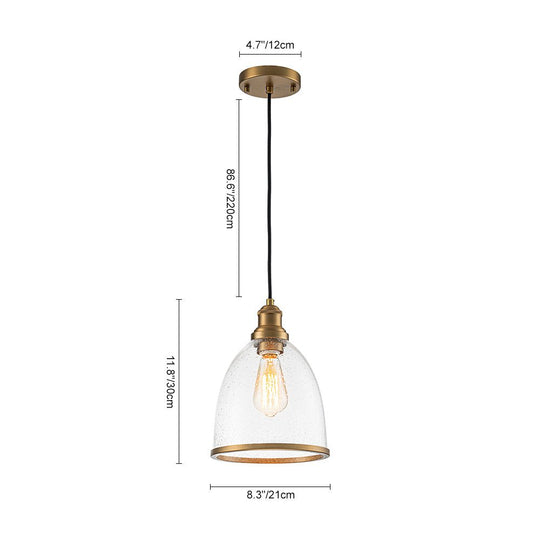 Pendantlightie - Contemporary 1 - Light Dome Shape Seeded Glass Pendant For Dining Table - Pendants - Brass -