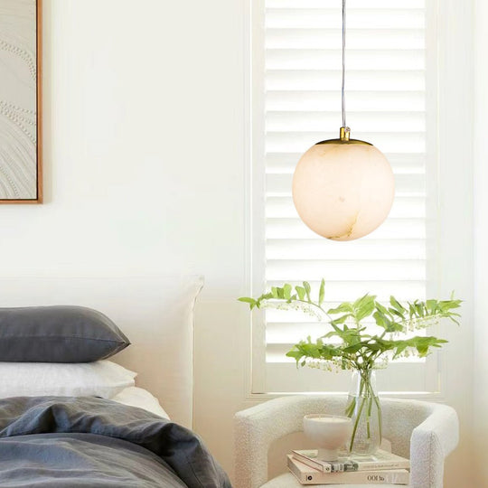 Pendantlightie - Contemporary 1 - Light Marble Globe Pendant In Brass - Pendants - Brass -