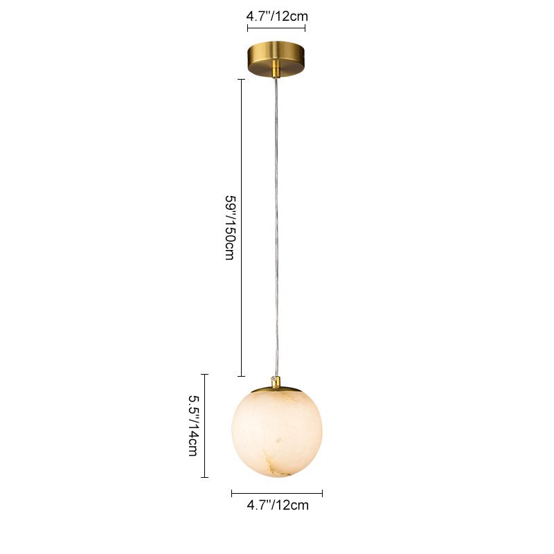 Pendantlightie - Contemporary 1 - Light Marble Globe Pendant In Brass - Pendants - Brass -
