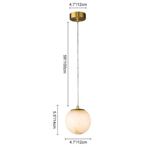 Pendantlightie - Contemporary 1 - Light Marble Globe Pendant In Brass - Pendants - Brass -