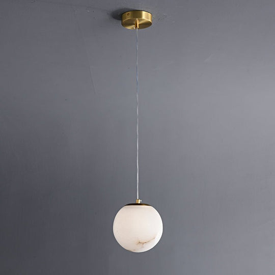 Pendantlightie - Contemporary 1 - Light Marble Globe Pendant In Brass - Pendants - Brass -