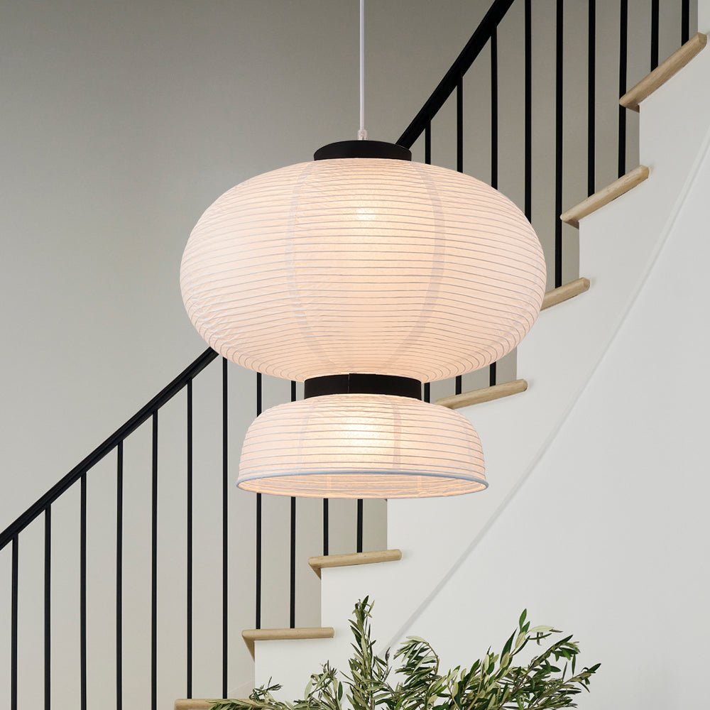 Pendantlightie - Contemporary 1 - Light Pleated Lantern Style Paper Pendant Light - Pendants - B -