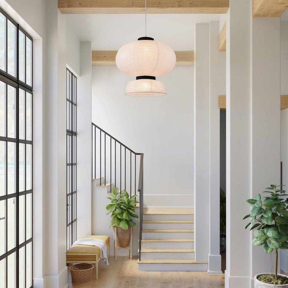 Pendantlightie - Contemporary 1 - Light Pleated Lantern Style Paper Pendant Light - Pendants - B -