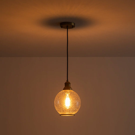 Pendantlightie - Contemporary 1 - Light Seeded Glass Globe Pendant For Dining Table - Pendants - Brass -