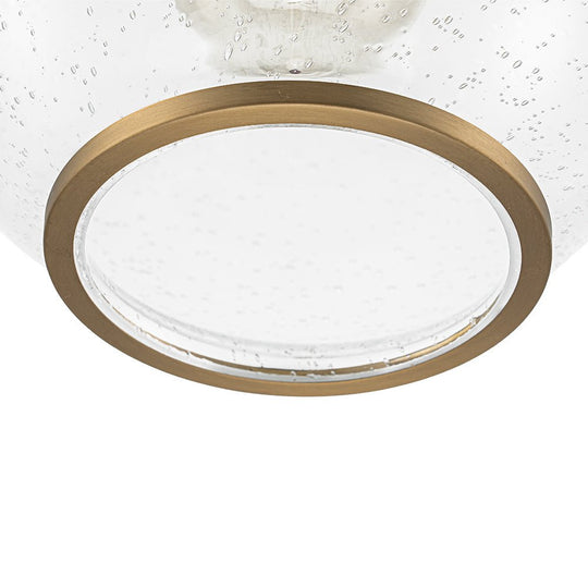 Pendantlightie - Contemporary 1 - Light Seeded Glass Globe Pendant For Dining Table - Pendants - Brass -