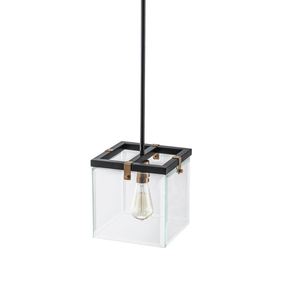 Pendantlightie - Contemporary 1 - Light Square Glass Pendant Light For Dining Space - Pendants - Black -