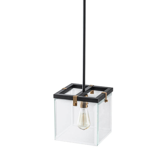 Pendantlightie - Contemporary 1 - Light Square Glass Pendant Light For Dining Space - Pendants - Black -