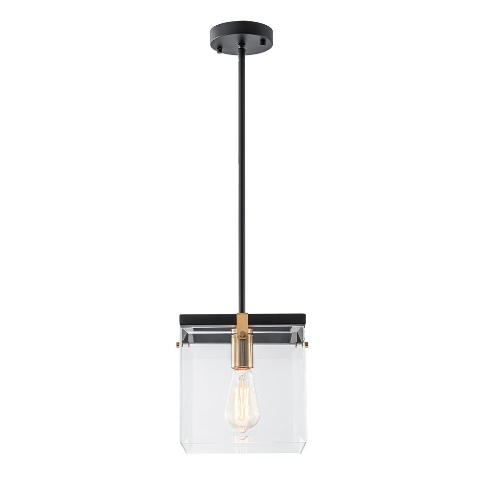 Pendantlightie - Contemporary 1 - Light Square Glass Pendant Light For Dining Space - Pendants - Black -