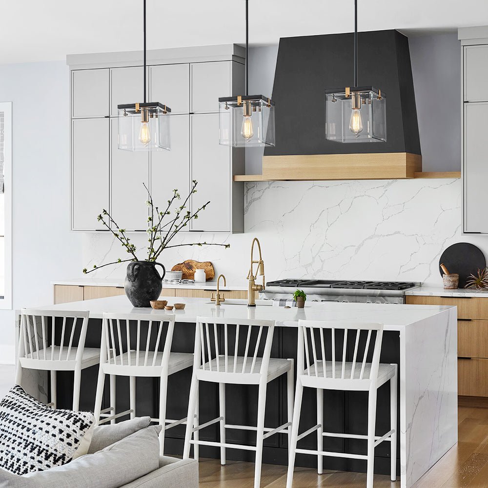 Pendantlightie - Contemporary 1 - Light Square Glass Pendant Light For Dining Space - Pendants - Black -