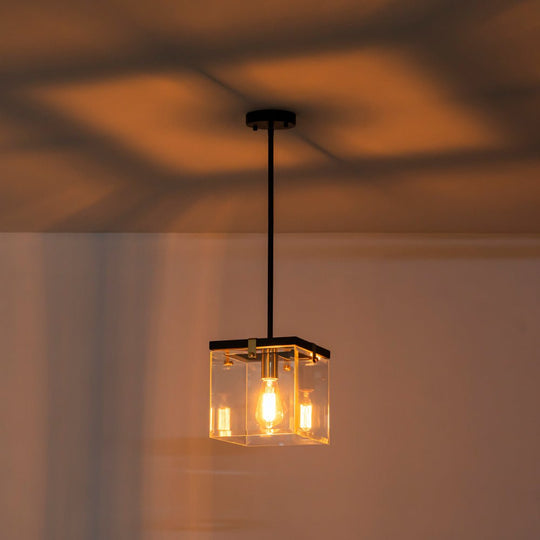 Pendantlightie - Contemporary 1 - Light Square Glass Pendant Light For Dining Space - Pendants - Black -