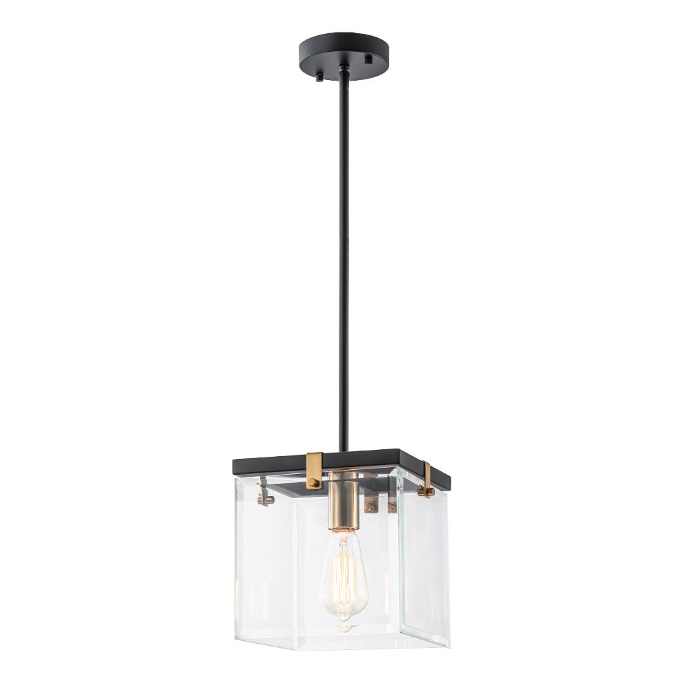 Pendantlightie - Contemporary 1 - Light Square Glass Pendant Light For Dining Space - Pendants - Black -