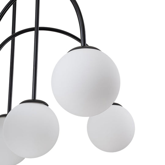 Pendantlightie-Contemporary 10-Light Curved Arm Glass Bubble Chandelier-Chandeliers-Chrome-