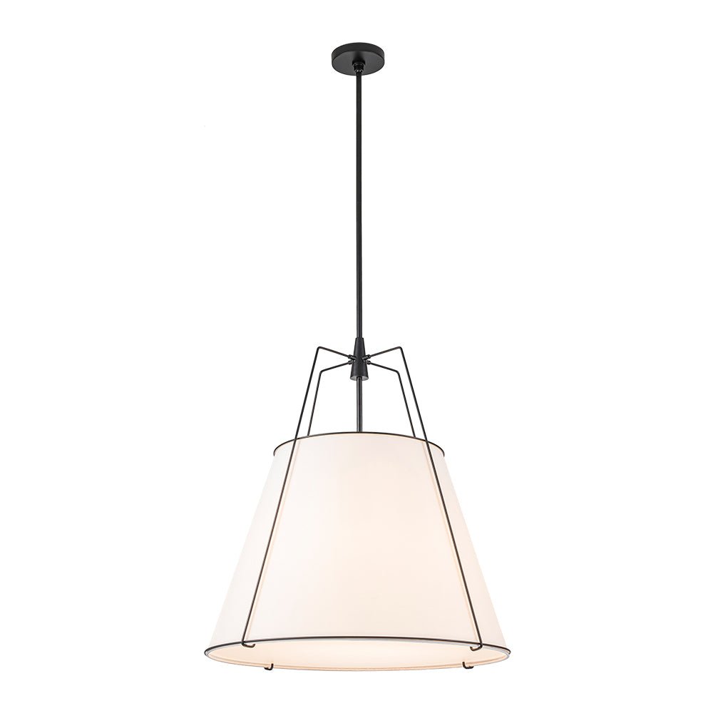 Pendantlightie - Contemporary 4 - Light Conical Linen Tapered Pendant Light - Pendants - Large - Black+Brass