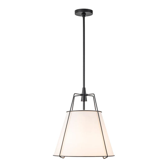 Pendantlightie - Contemporary 4 - Light Conical Linen Tapered Pendant Light - Pendants - Large - Black+Brass