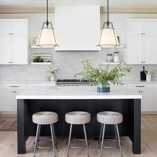 Pendantlightie - Contemporary 4 - Light Conical Linen Tapered Pendant Light - Pendants - Small - White+Black