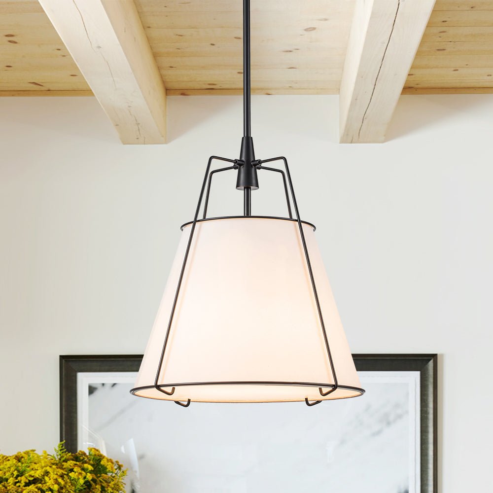 Pendantlightie - Contemporary 4 - Light Conical Linen Tapered Pendant Light - Pendants - Small - White+Black