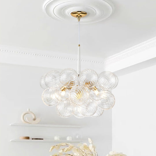 Pendantlightie - Contemporary 6 - Light Bubble Twisted Clear Glass Globe Chandelier - Chandeliers - White -