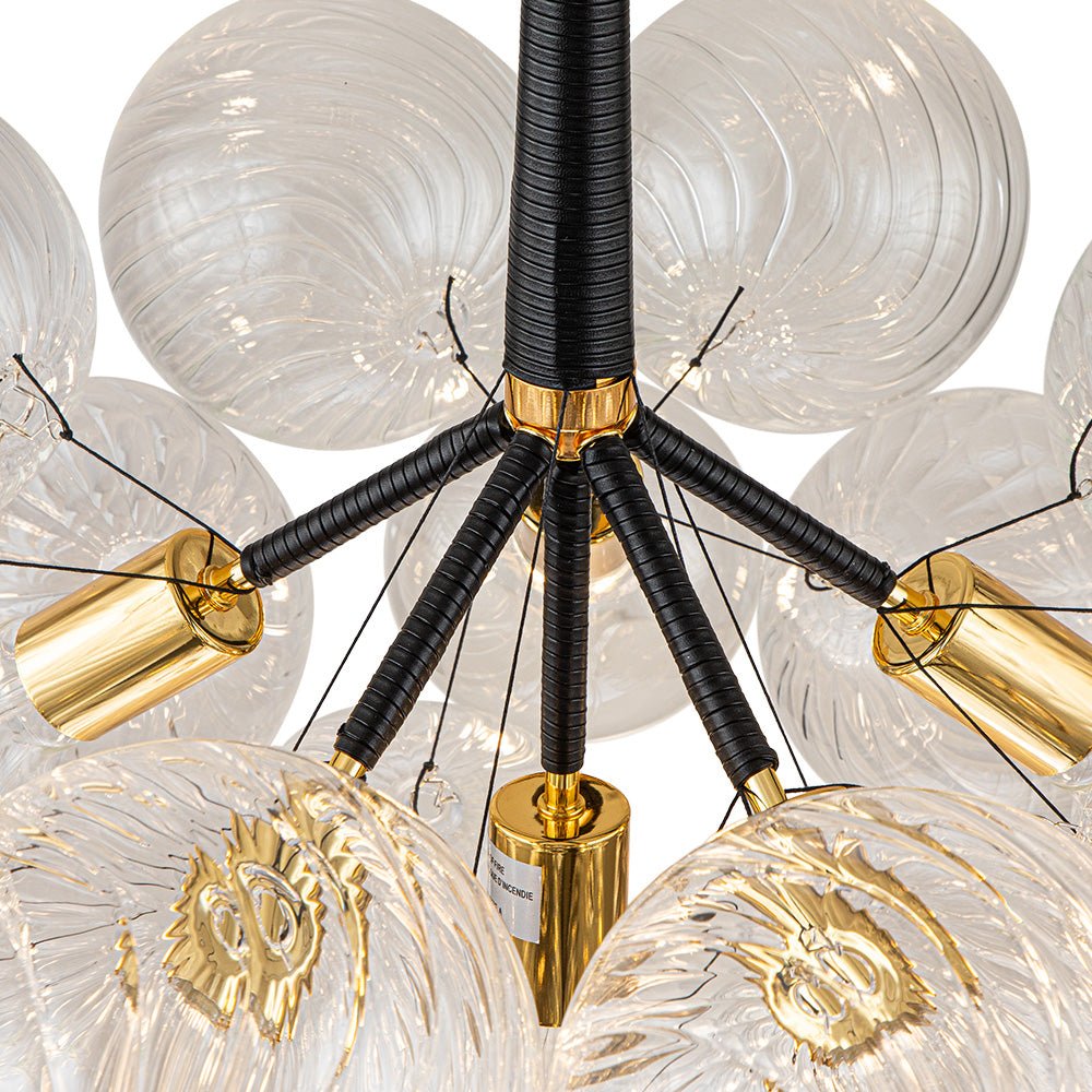 Pendantlightie - Contemporary 6 - Light Bubble Twisted Clear Glass Globe Chandelier - Chandeliers - White -