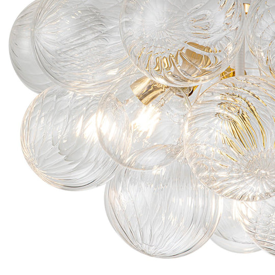 Pendantlightie - Contemporary 6 - Light Bubble Twisted Clear Glass Globe Chandelier - Chandeliers - White -