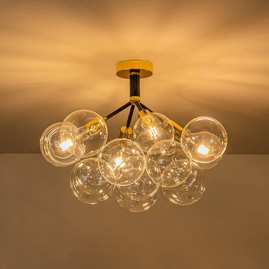 Pendantlightie - Contemporary Clear Glass Bubble Semi Flush Mount - Semi Flush Mount - 4Lt - White