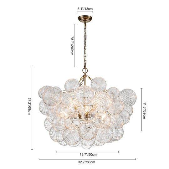 Pendantlightie - Contemporary Clear Ribbed Bubble Chandelier - Chandeliers - 3Lt - Black
