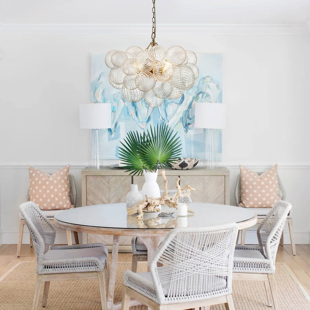 Pendantlightie - Contemporary Clear Ribbed Bubble Chandelier - Chandeliers - 3Lt - Brass