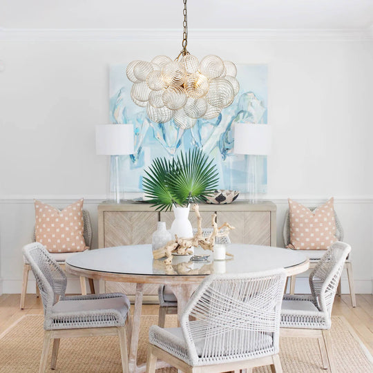 Pendantlightie - Contemporary Clear Ribbed Bubble Chandelier - Chandeliers - 3Lt - Brass