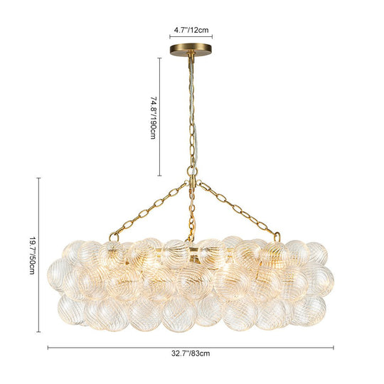 Pendantlightie - Contemporary Clear Ribbed Glass Globe Round Tiered Chandelier - Chandeliers - 12Lt -