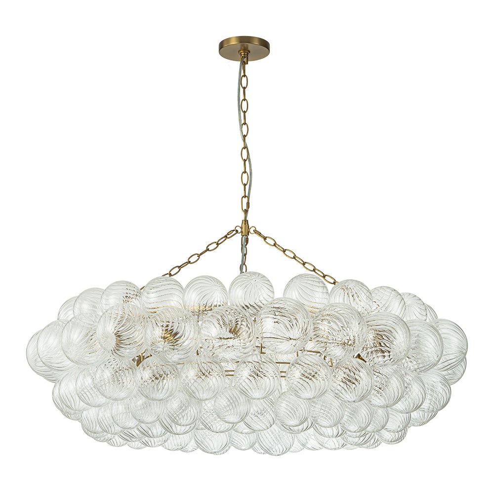 Pendantlightie - Contemporary Clear Ribbed Glass Globe Round Tiered Chandelier - Chandeliers - 12Lt -