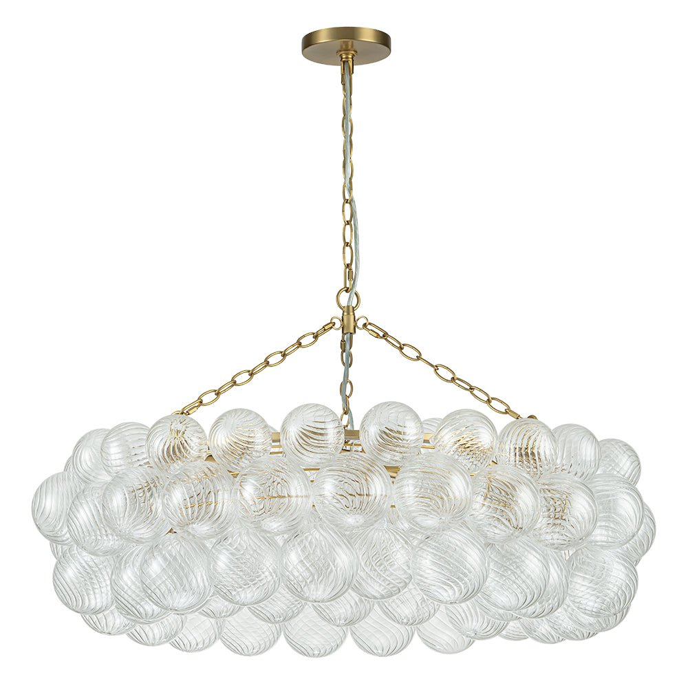 Pendantlightie - Contemporary Clear Ribbed Glass Globe Round Tiered Chandelier - Chandeliers - 12Lt -