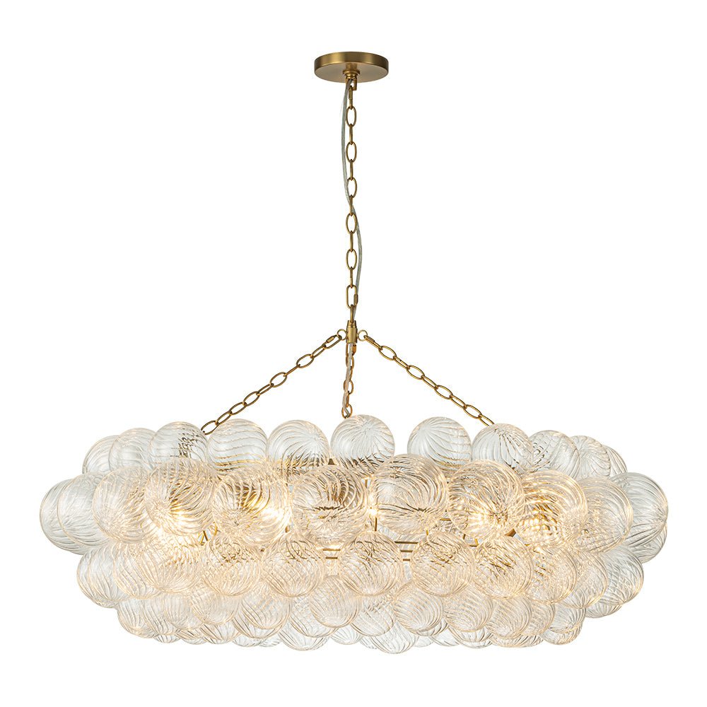 Pendantlightie - Contemporary Clear Ribbed Glass Globe Round Tiered Chandelier - Chandeliers - 12Lt -