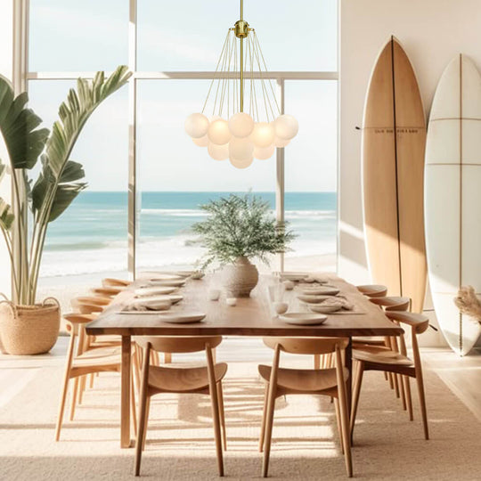 Pendantlightie - Contemporary Glass Bubble Chandelier Light - Chandeliers - 19 Bubbles - Brass