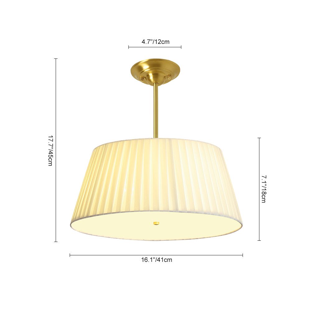 Pendantlightie-Contemporary Pleated Drum Tapered Semi Flush Ceiling Light-Semi Flush Mount-3Lt-