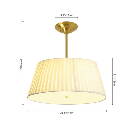 Pendantlightie-Contemporary Pleated Drum Tapered Semi Flush Ceiling Light-Semi Flush Mount-3Lt-