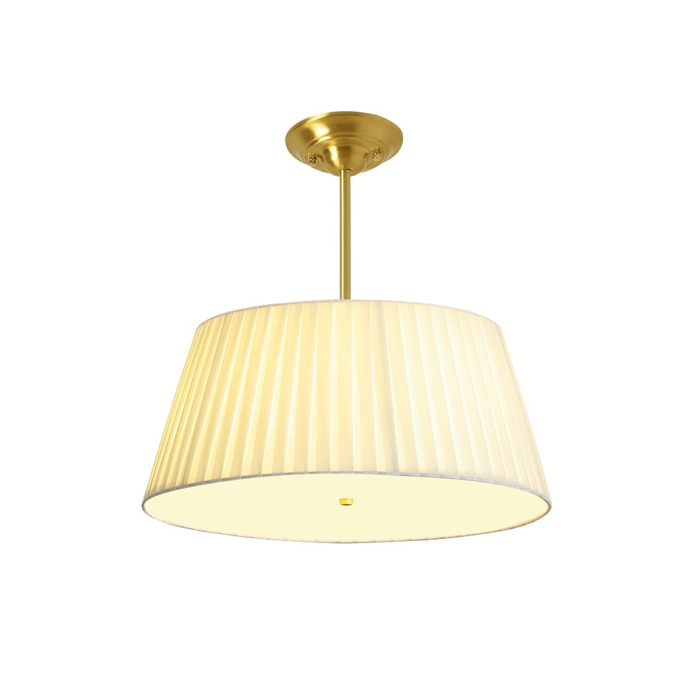 Pendantlightie-Contemporary Pleated Drum Tapered Semi Flush Ceiling Light-Semi Flush Mount-3Lt-