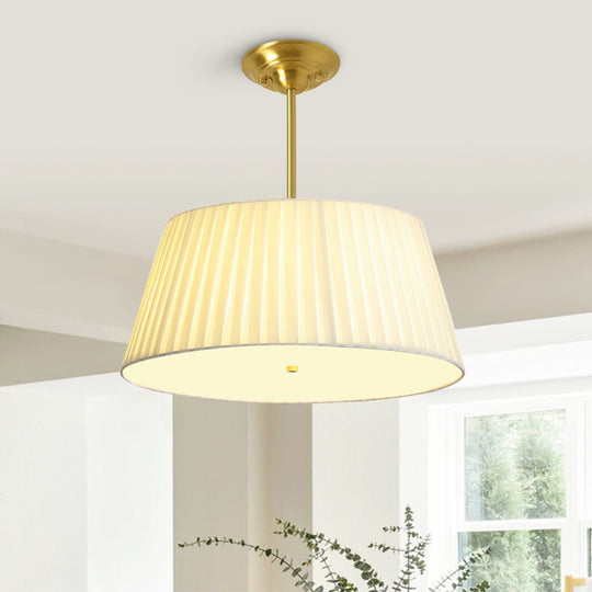 Pendantlightie-Contemporary Pleated Drum Tapered Semi Flush Ceiling Light-Semi Flush Mount-3Lt-