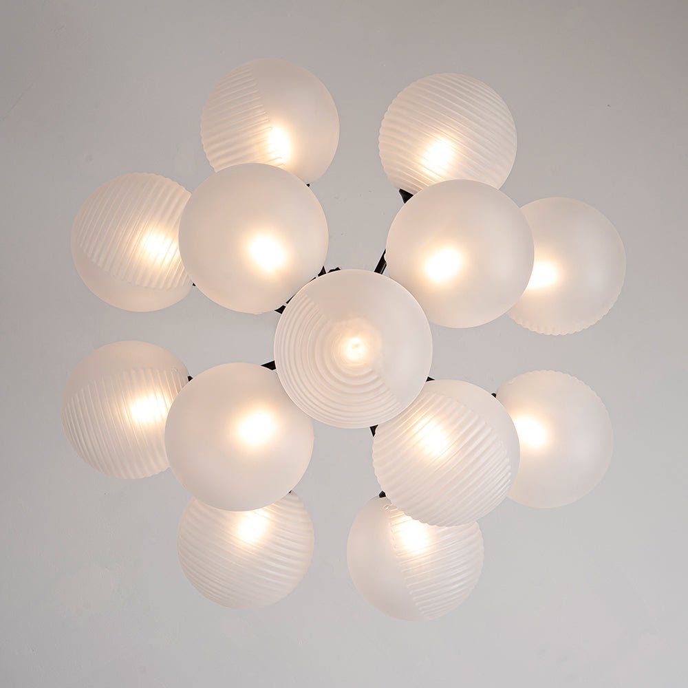 Pendantlightie - Contemporary Ribbed Glass Bubble Chandelier - Chandeliers - 5Lt - Brass