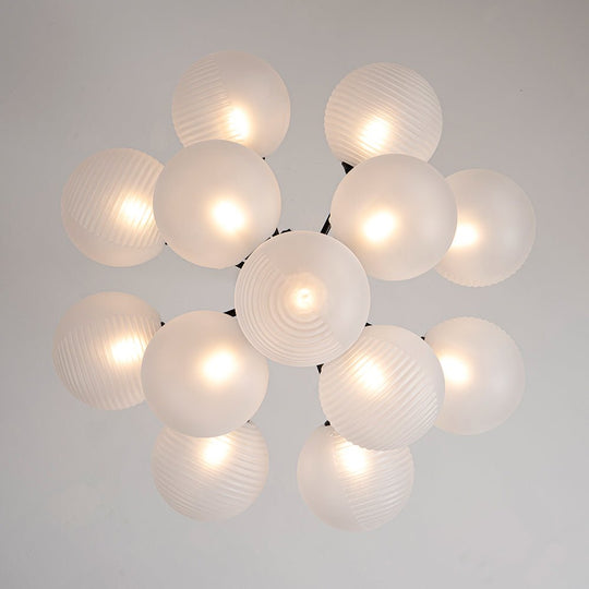 Pendantlightie - Contemporary Ribbed Glass Bubble Chandelier - Chandeliers - 5Lt - Brass