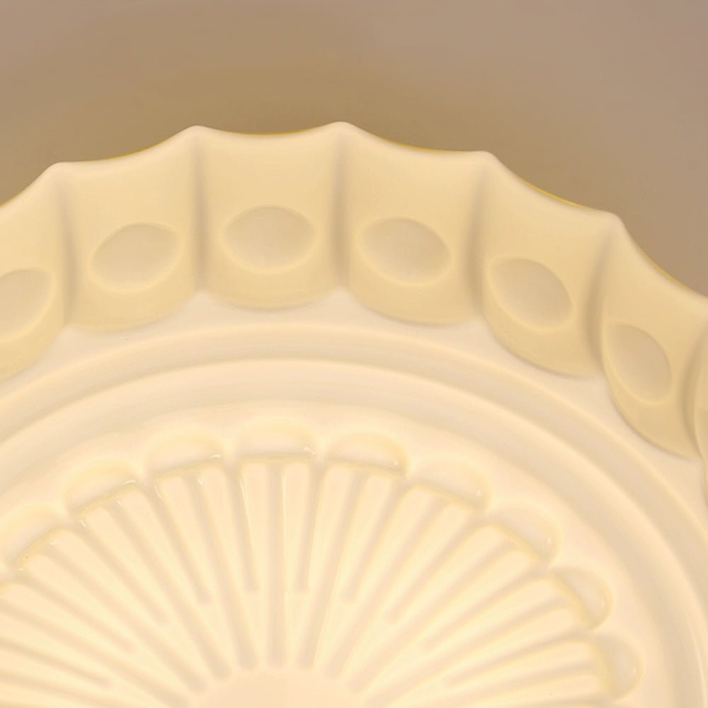 Pendantlightie - Cream Schoolhouse Design Vintage Drum Shaped White Glass Ceiling Light - Semi Flush Mount - Black -