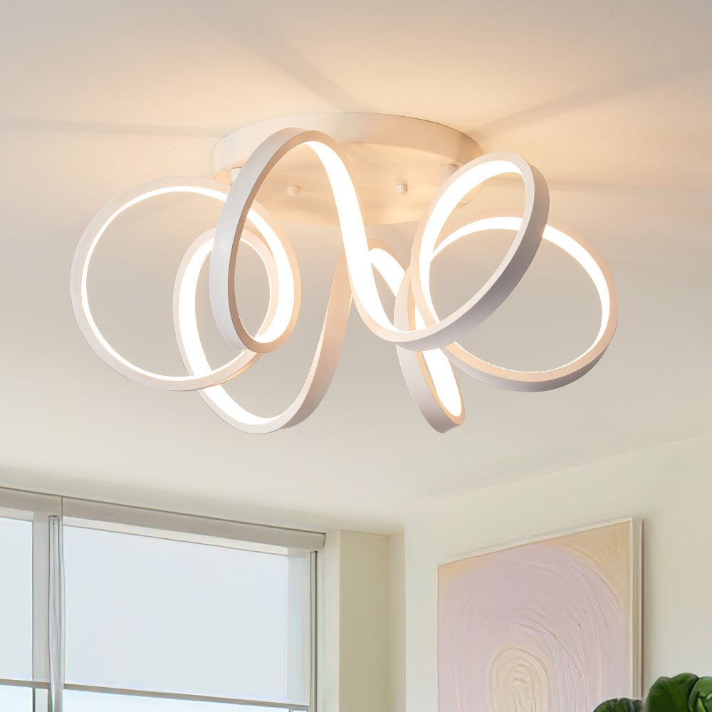 Pendantlightie - Dimmable Led Twisted Semi Flush Mount - Semi Flush Mount - Gold -