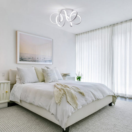 Pendantlightie - Dimmable Led Twisted Semi Flush Mount - Semi Flush Mount - Gold -